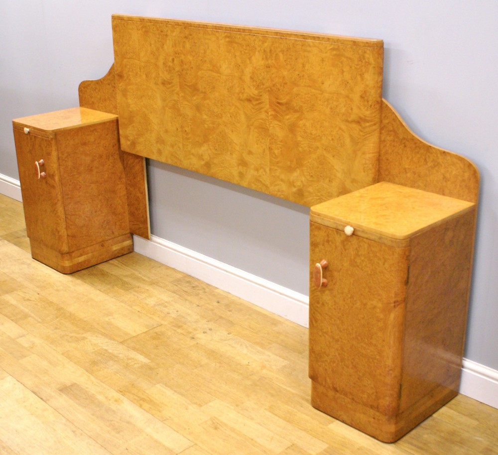A pair of Art Deco Bedside cupboards and head board by Epstein
