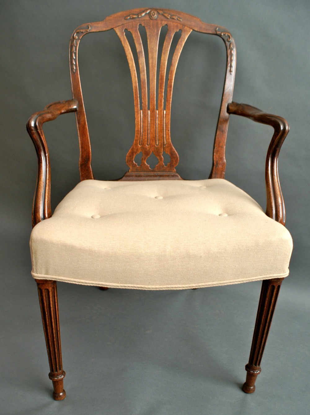 An Adam period mahogany arm chair