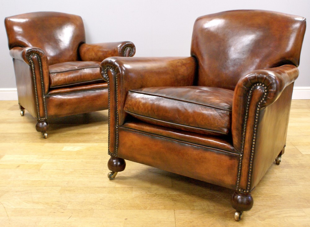 A pair of 1930's leather Club chairs