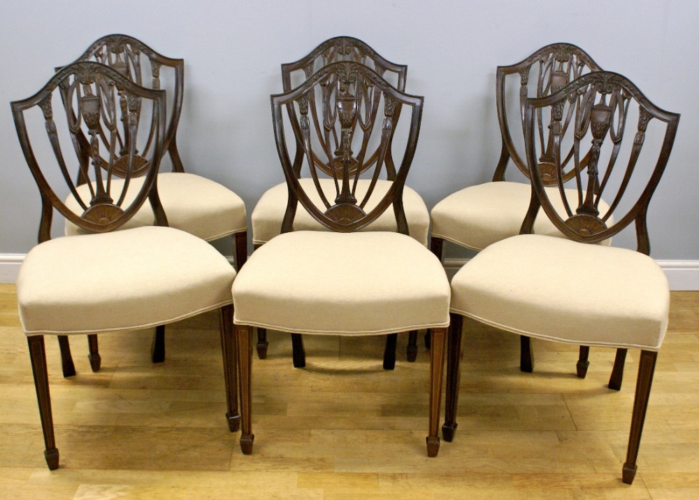 A set of 6 Adam style mahogany dining chairs