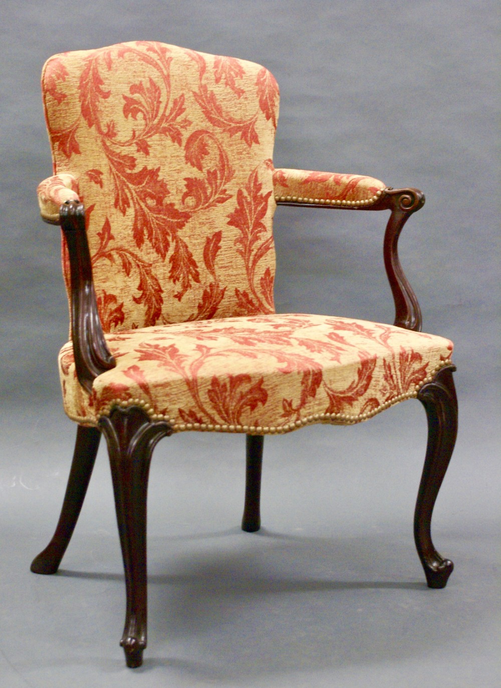 George III Hepplewhite period mahogany armchair.