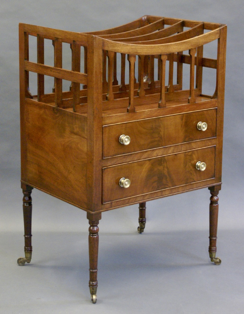 A highly unusual George III mahogany Canterbury
