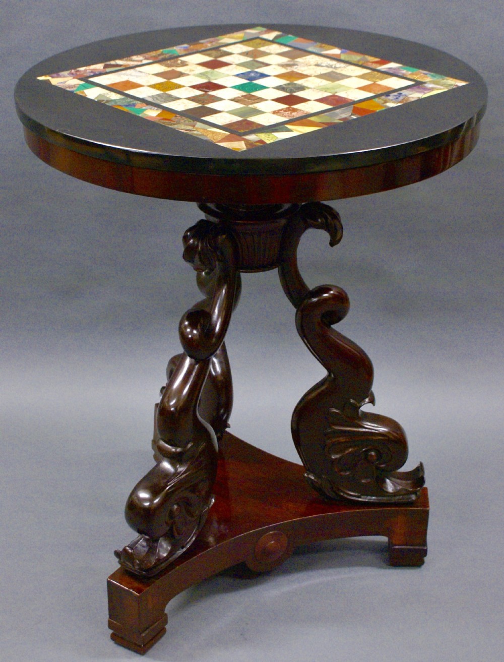 A 19th century carved & marble chess table