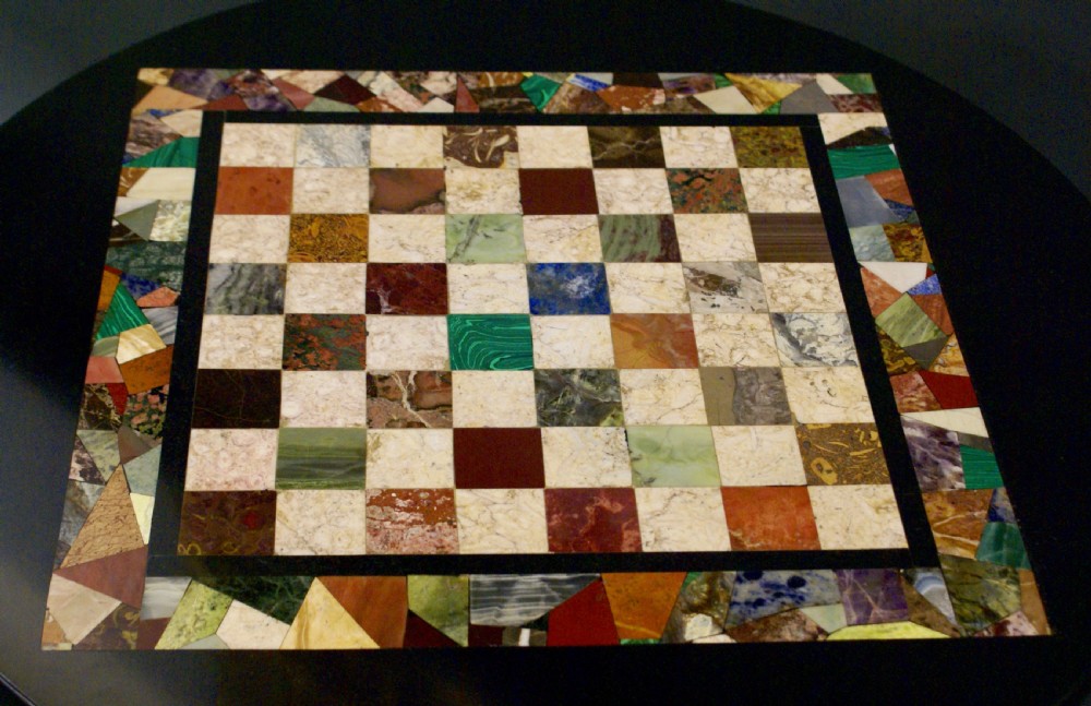 A 19th century carved & marble chess table View II