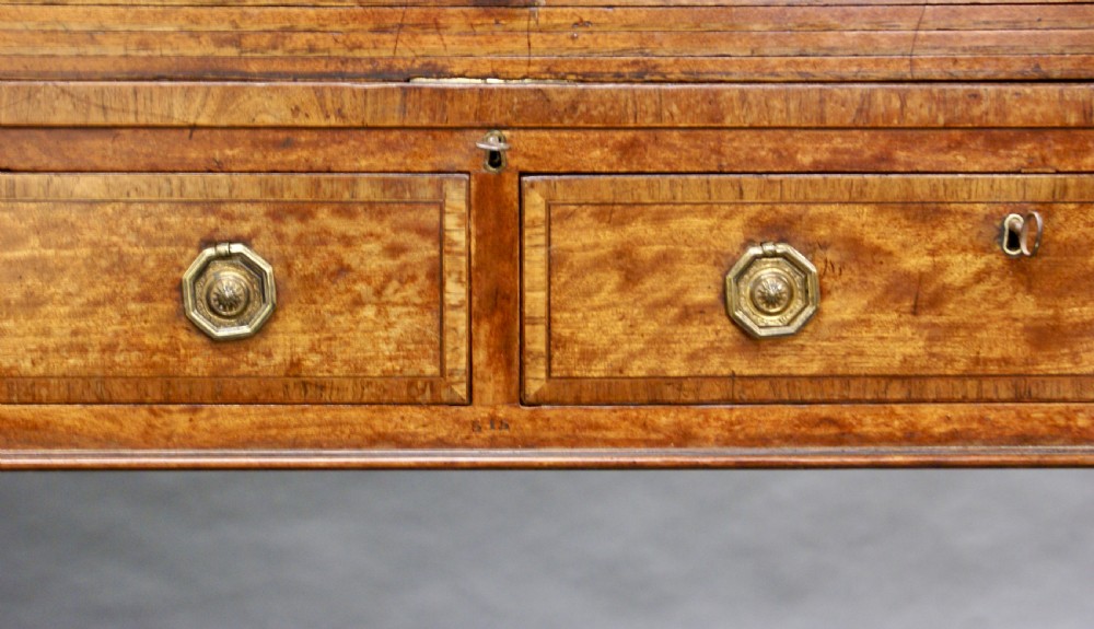 A Sheraton period, satinwood cylinder desk View II