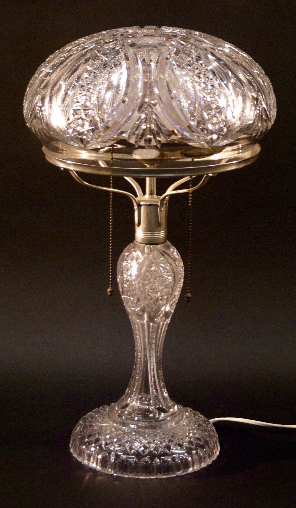 An early 20th century French cut glass table lamp