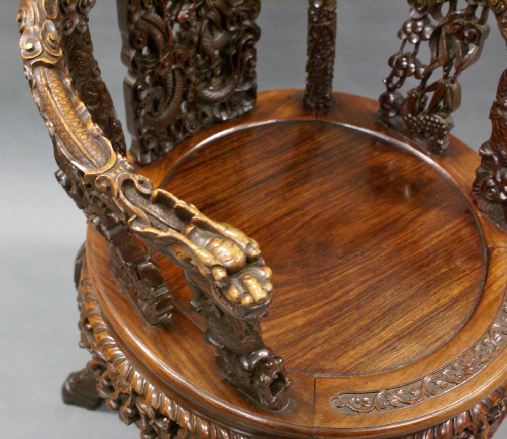 A superb 19th Century Chinese, hardwood arm chair View IV