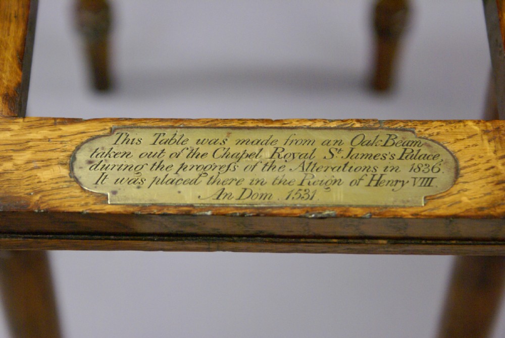 An oak work table from St. James's Palace View II