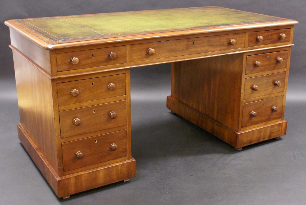 A Victorian mahogany pedestal desk View V