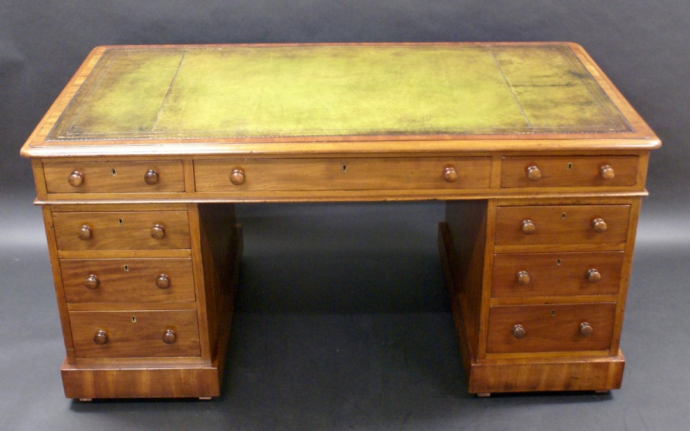A Victorian mahogany pedestal desk View VI