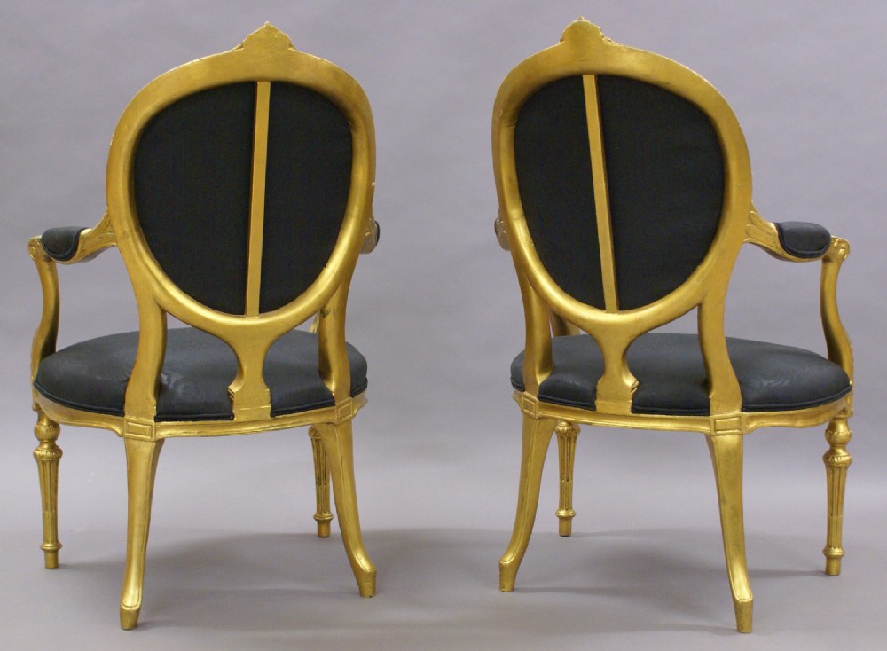 A pair of 18th century English gilt arm chairs View VI