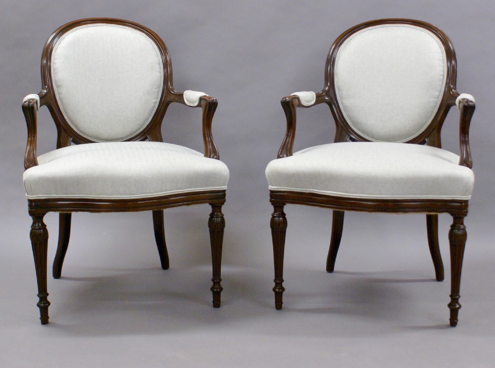 A fine pair of Hepplewhite Revival arm chairs View III