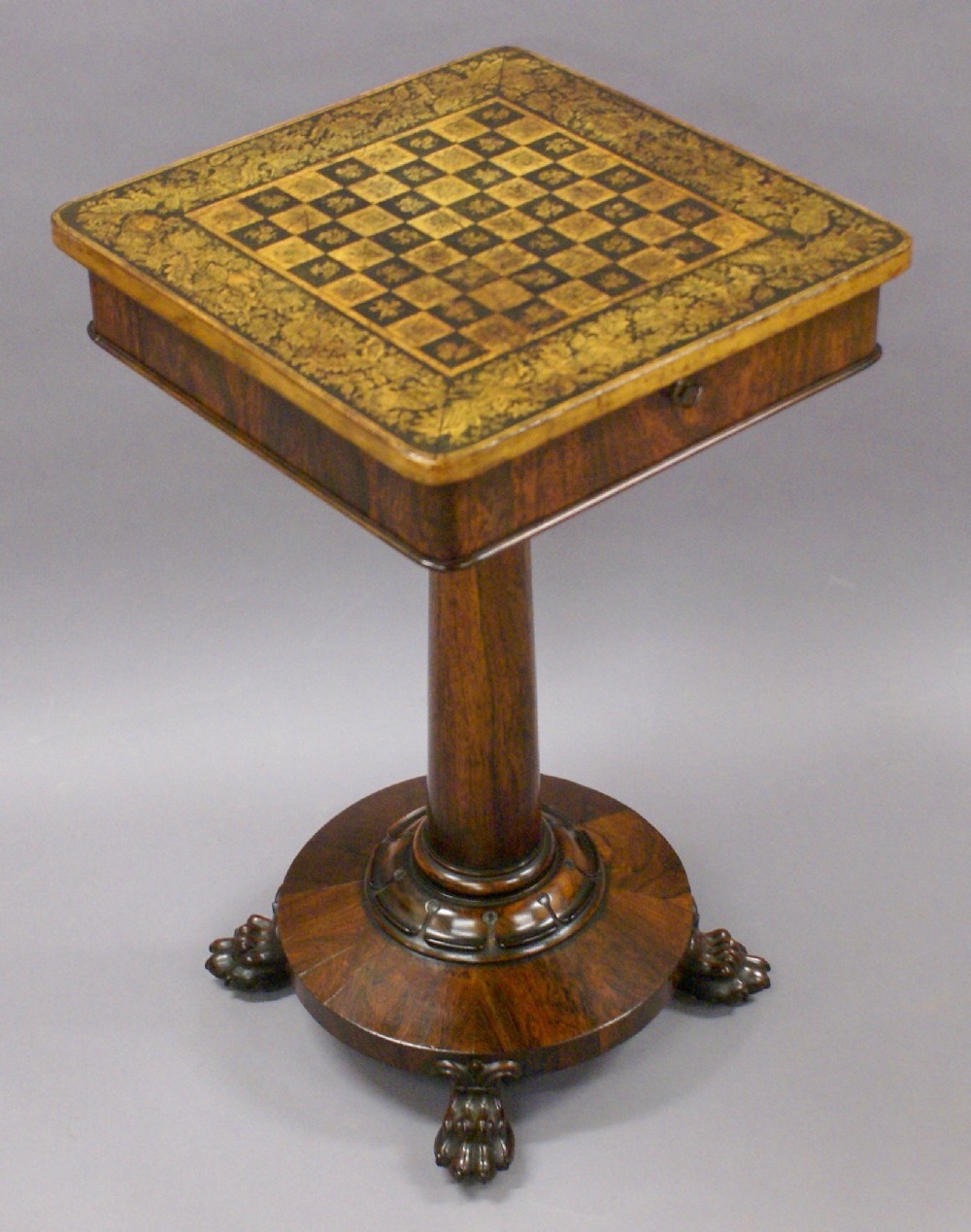 A Regency rosewood and pen-work chess table