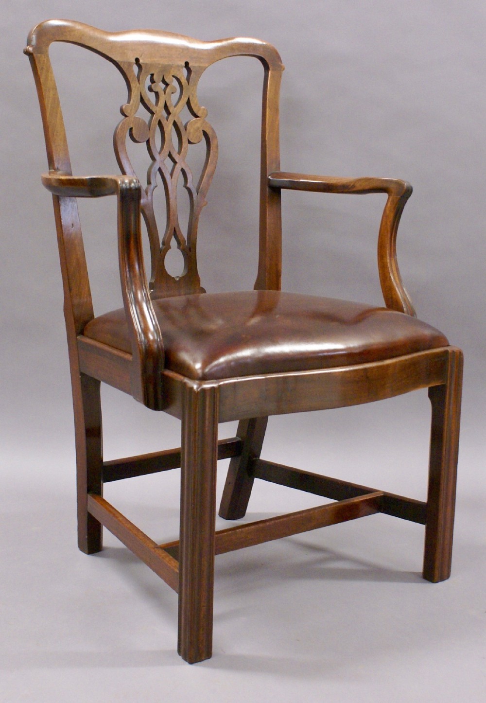 A mahogany, Chippendale period arm chair