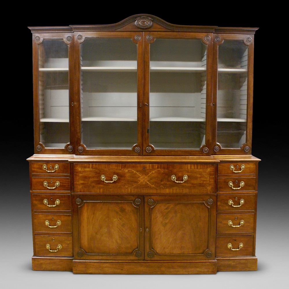 A fine Georgian mahogany breakfront bookcase