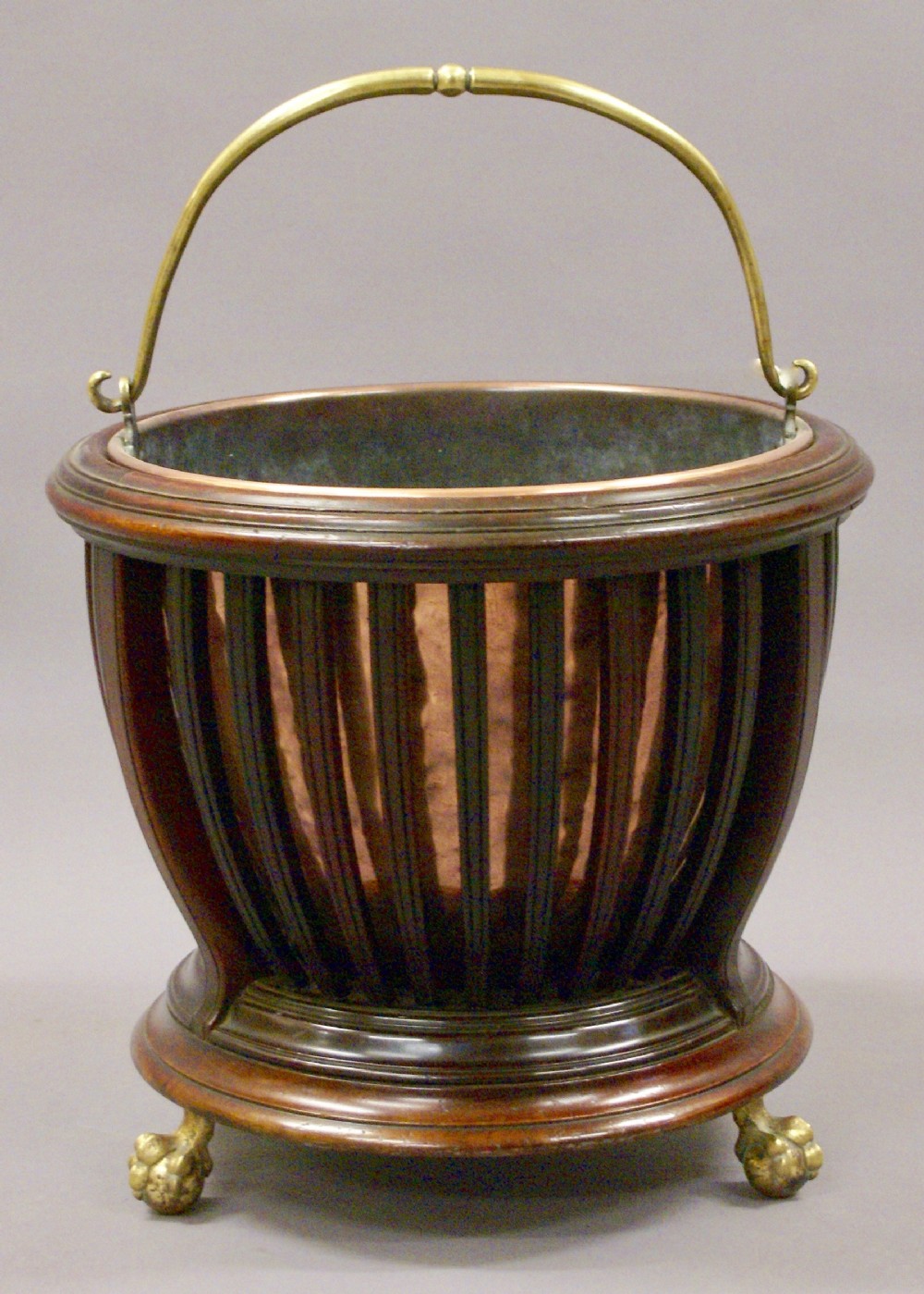 A mahogany slatted bucket
