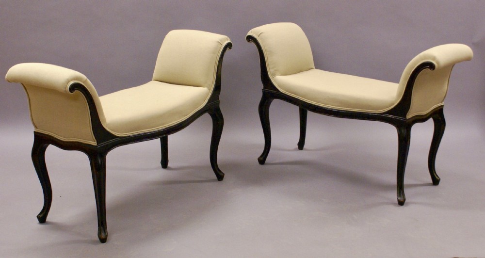 A pair of ebonised window seats View II