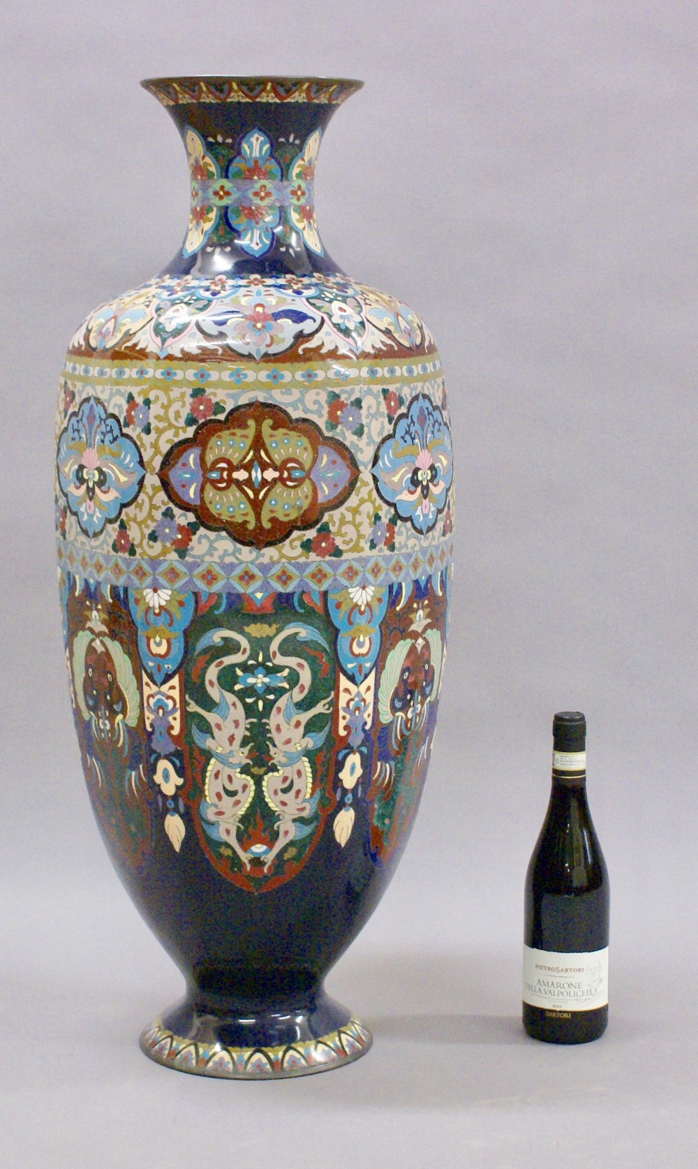 An enormous Japanese Cloisonné vase