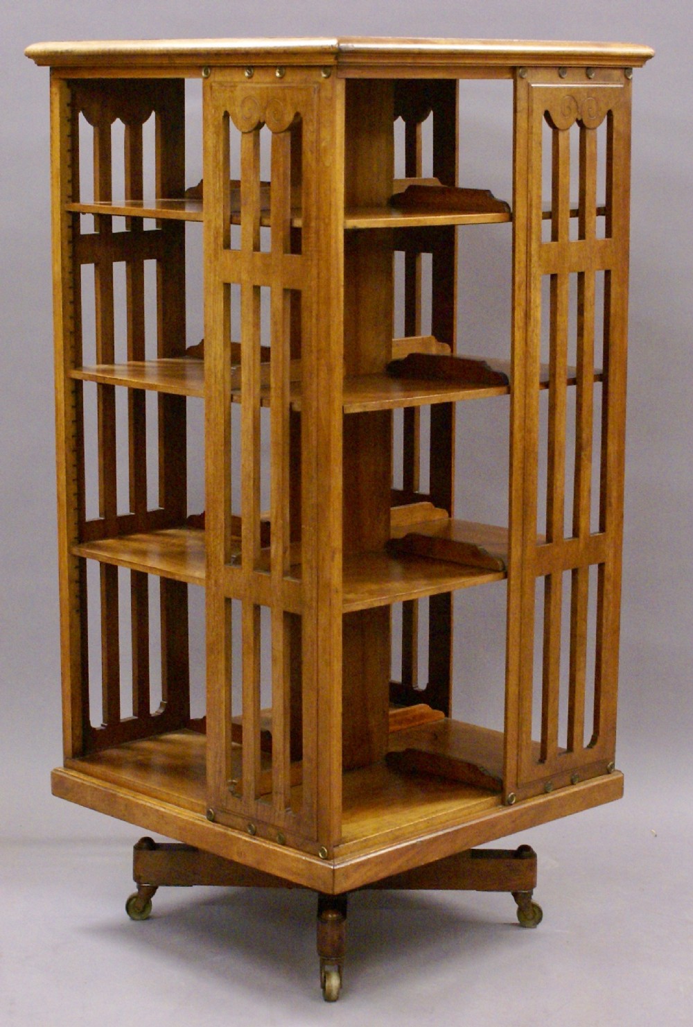 An unusually large revolving bookcase