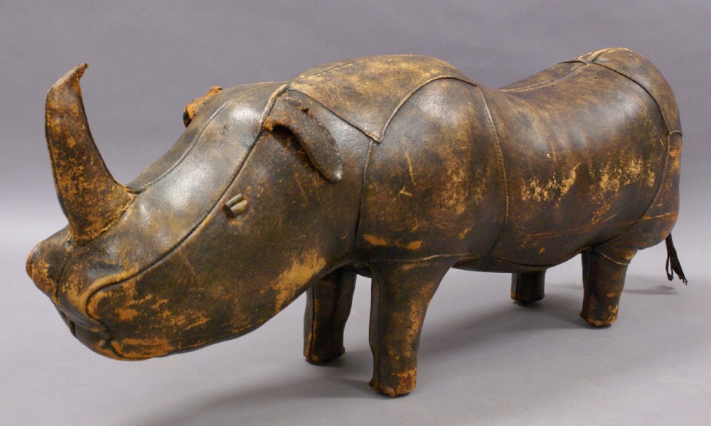 A Liberty's Leather 1920's  Rhino Footstool  View II