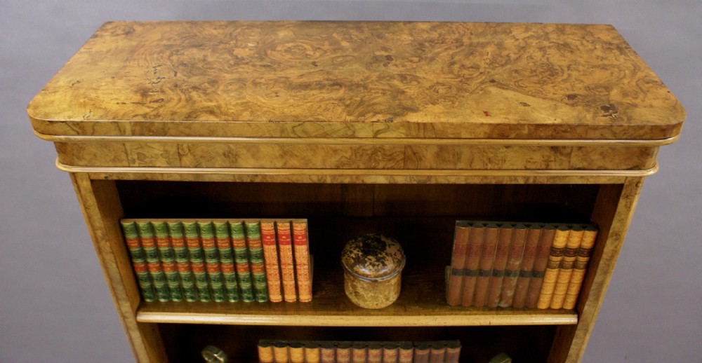 A Victorian burl walnut open bookcase View IV