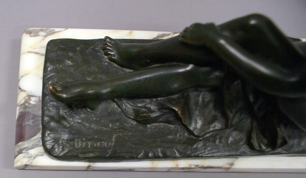 An Art Deco bronze figure holding a bird View VI