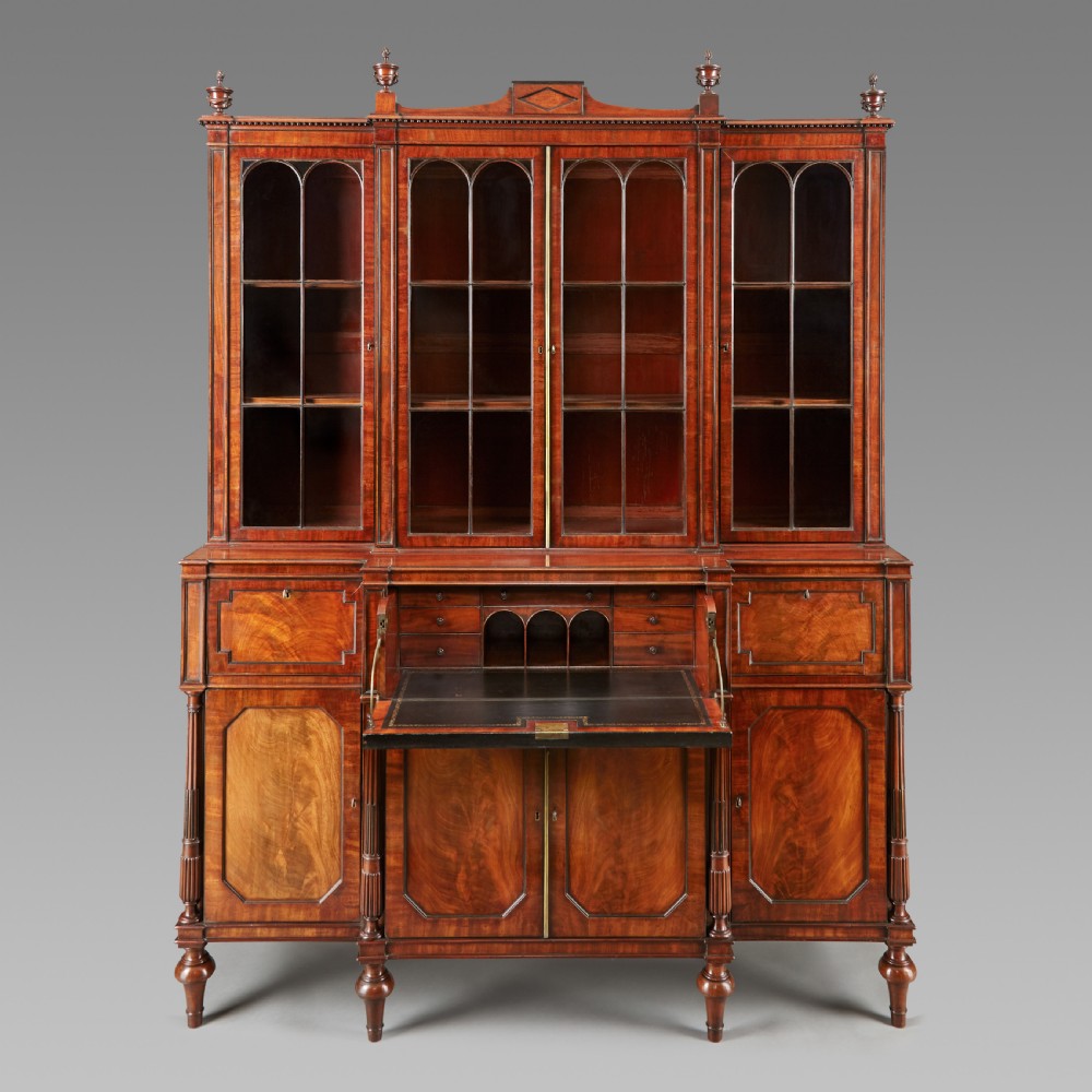 Early 19th Century Mahogany Breakfront Library Bookcase Attributed to Gillows View II