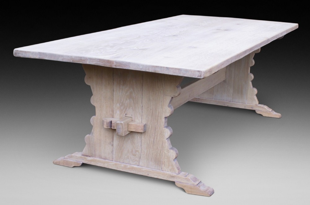 A large limed oak refectory table View II