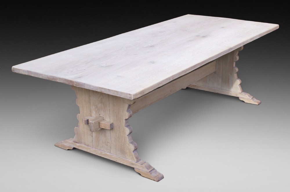 A large limed oak refectory table View VI