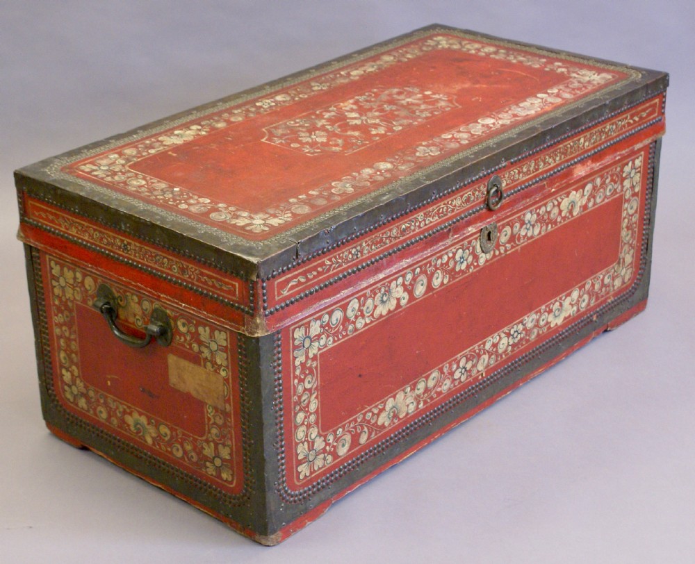 A leather and camphor, Chinese-Export Traveling Trunk View II