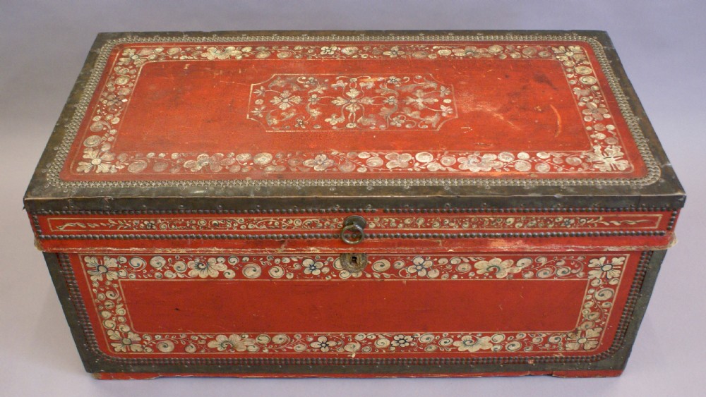 A leather and camphor, Chinese-Export Traveling Trunk View III