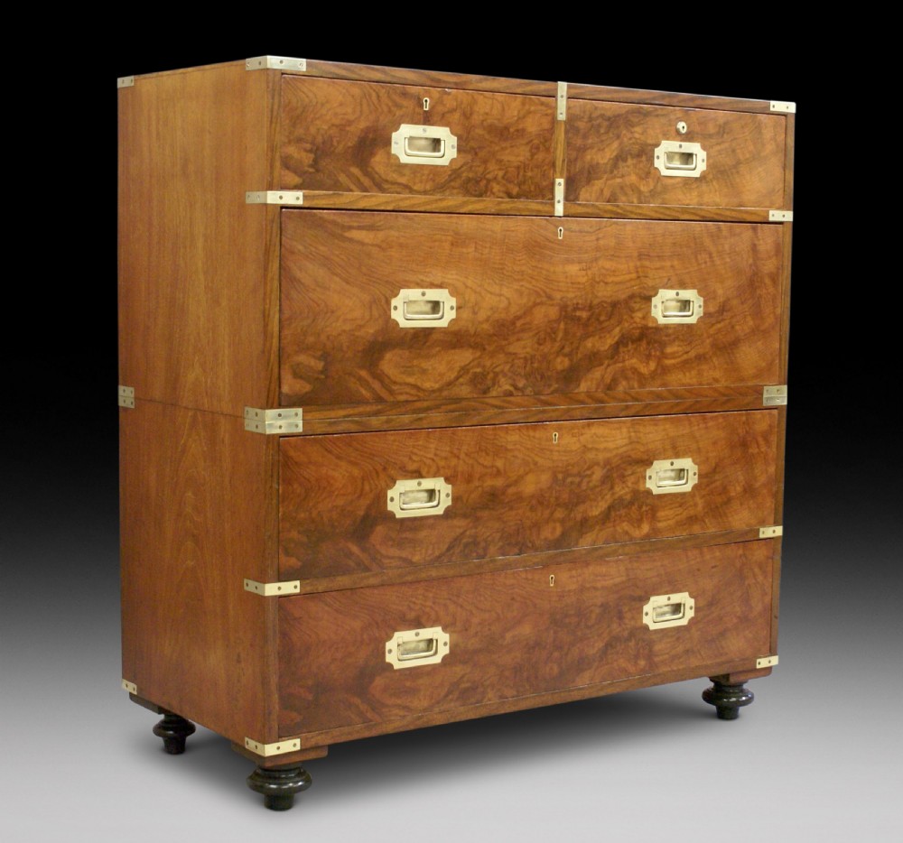 A fine quality walnut military chest