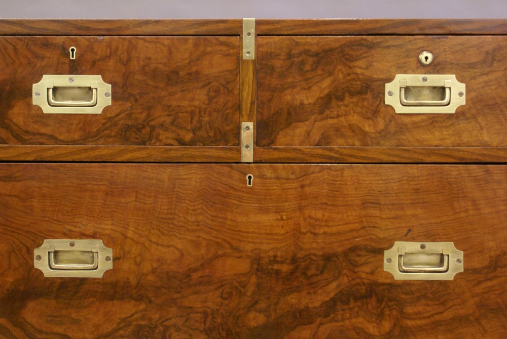 A fine quality walnut military chest View III