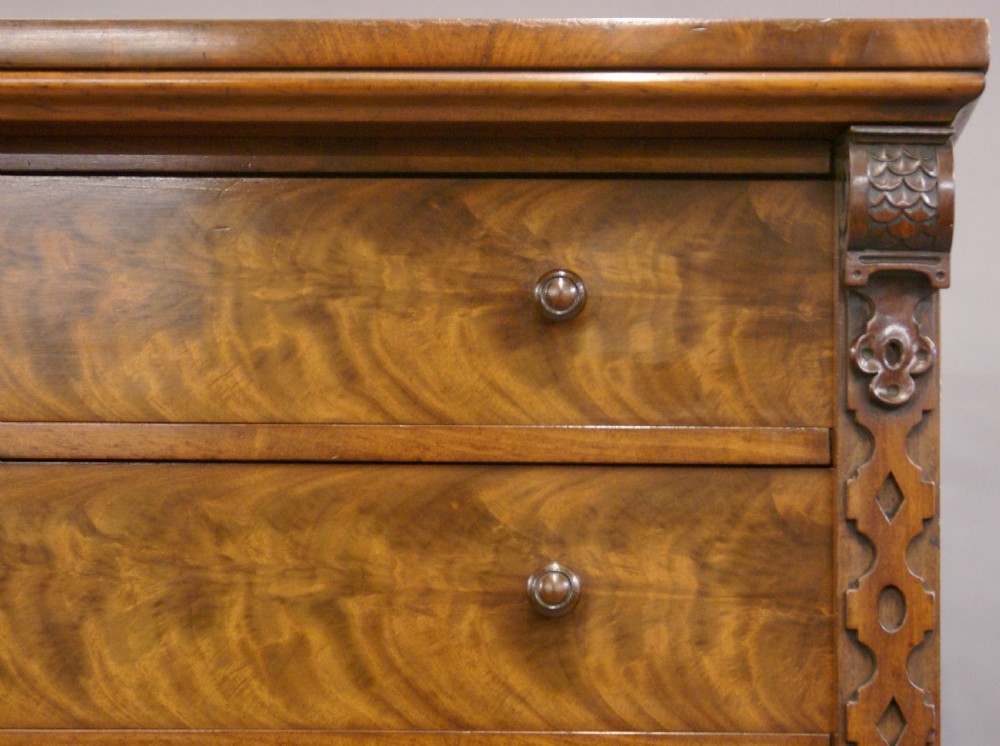 A flame mahogany, secretaire Wellington chest View V