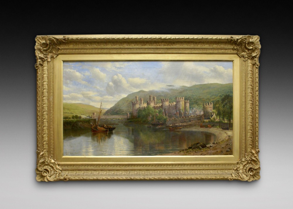 A very large painting of Conway castle