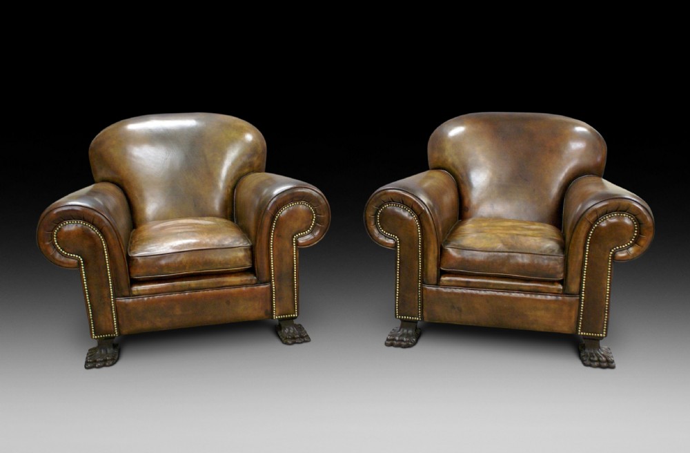 An imposing pair of club chairs