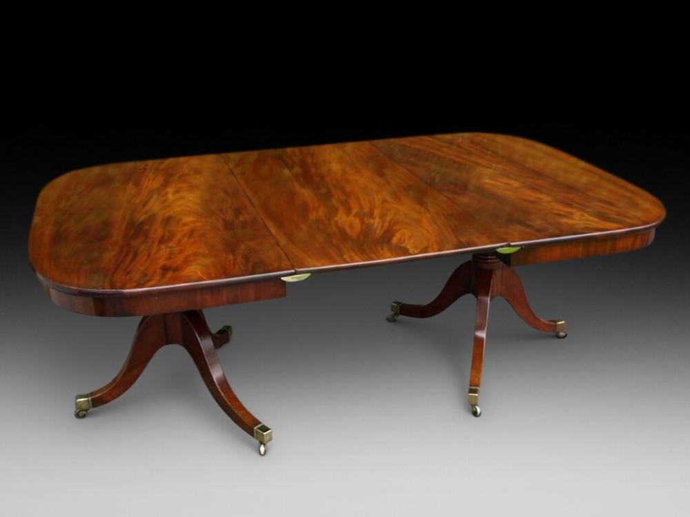 Regency Period Mahogany Twin Pedestal Dining Table.