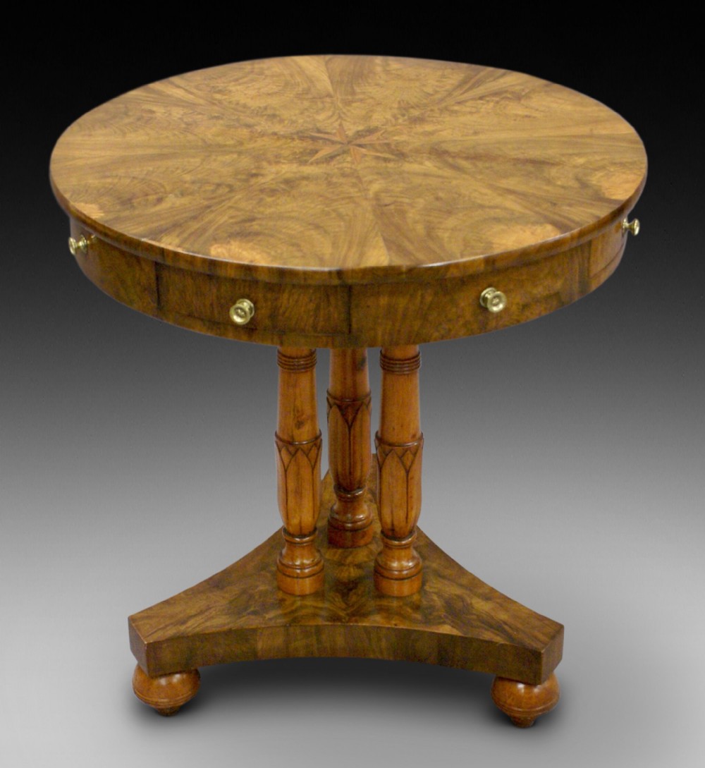 A Maltese olive wood drum table