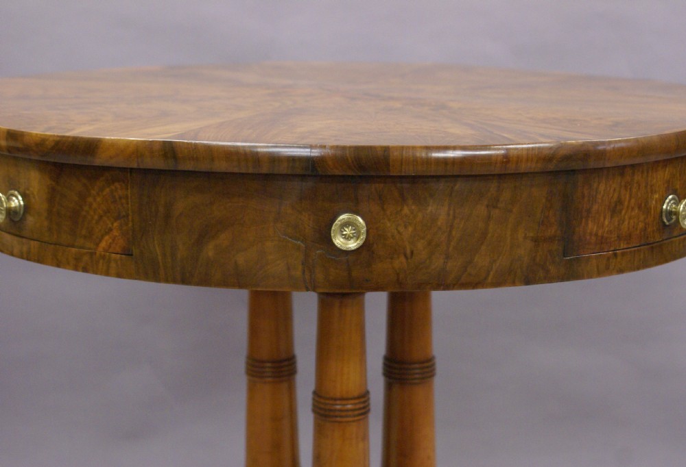A Maltese olive wood drum table View IV