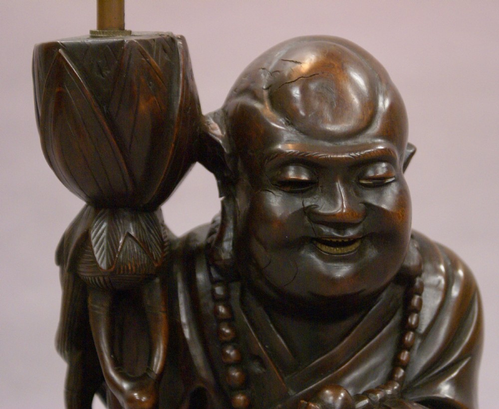 Japanese carved figure lamp View II