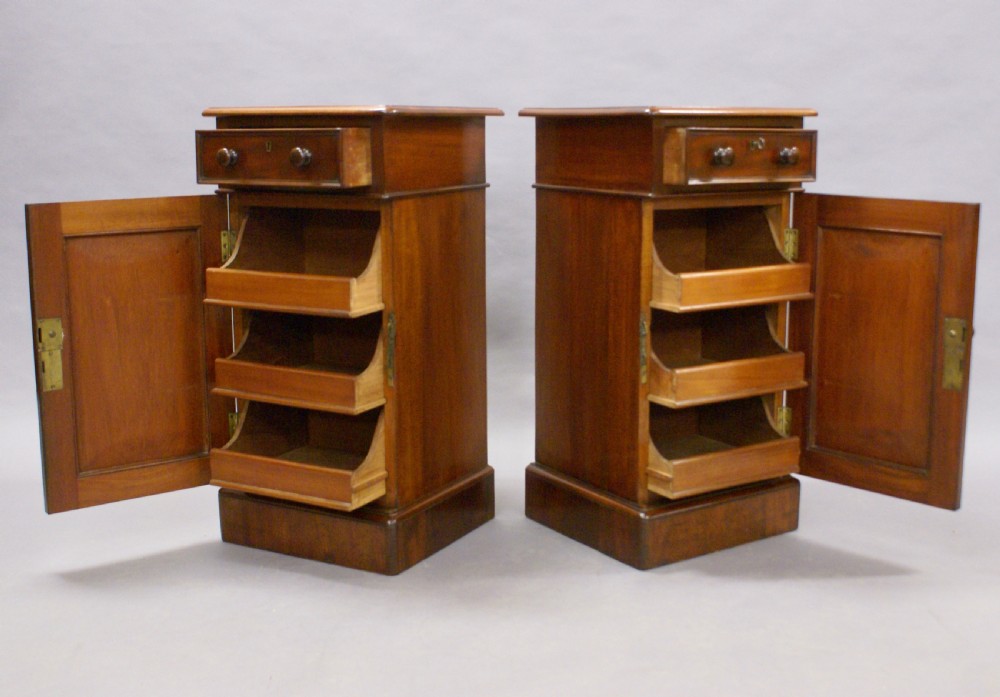 A pair of 19th century mahogany bedside cabinets View III