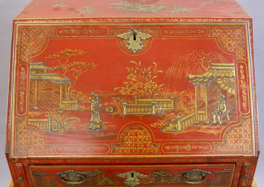 A red japanned bureau on stand  View IV