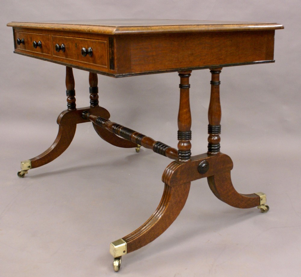 Regency oak writing table View IV