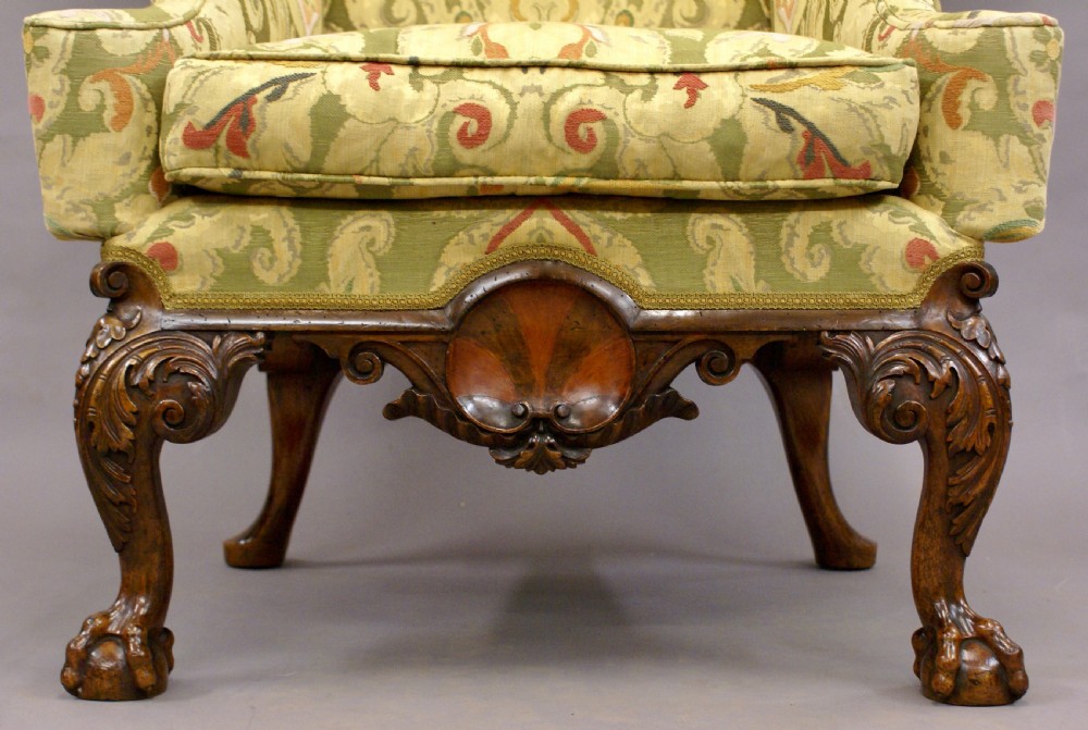 A George I style walnut wing chair View III