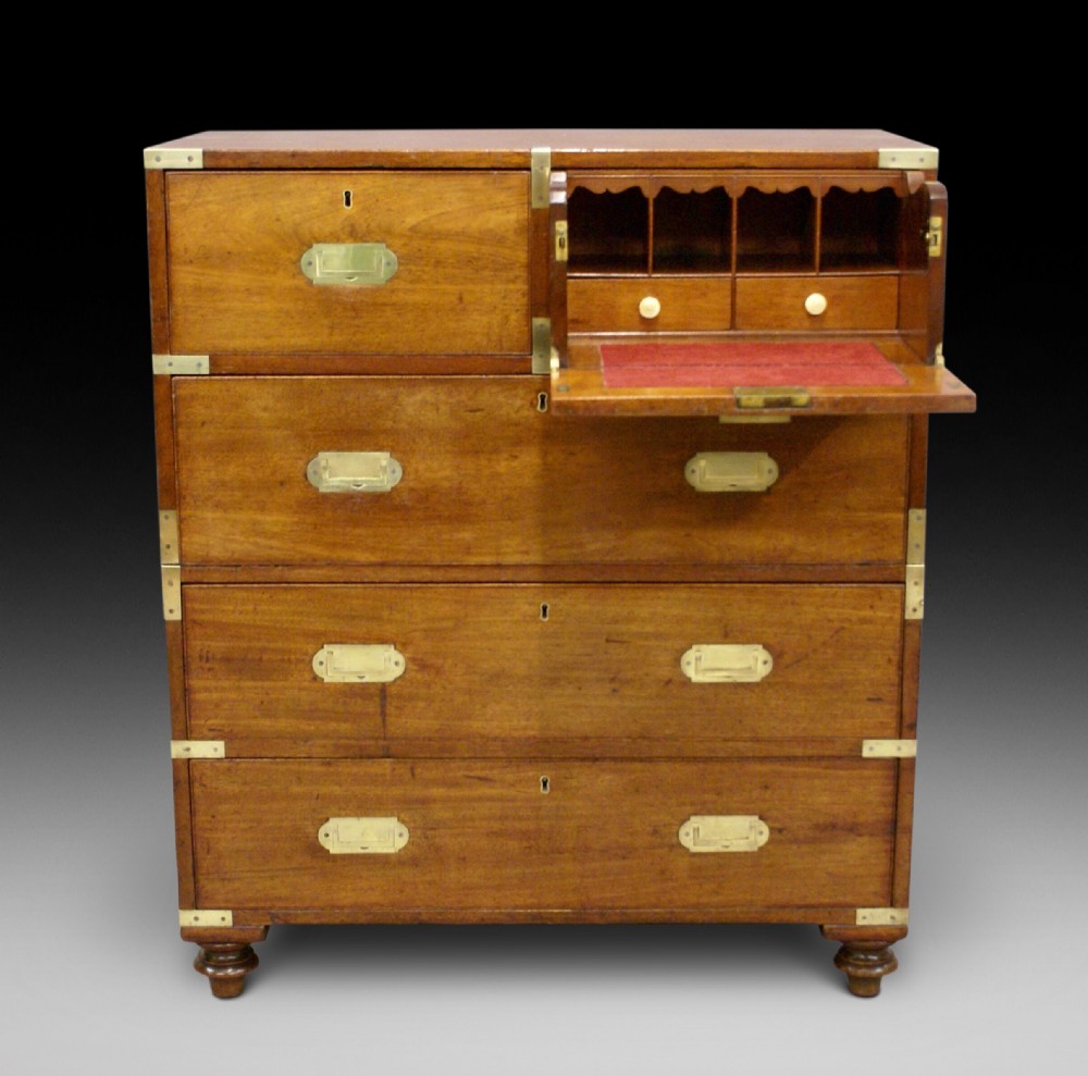 An unusually small secretaire military chest