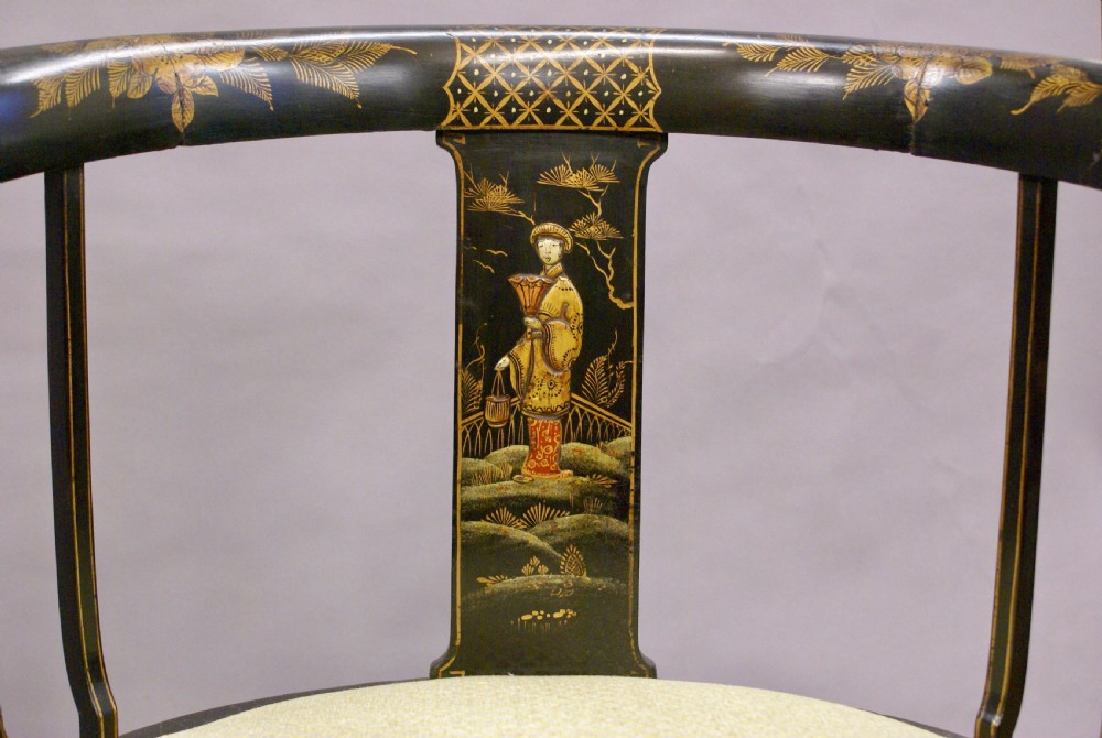 A pair of Chinoiserie tub arm chairs View II