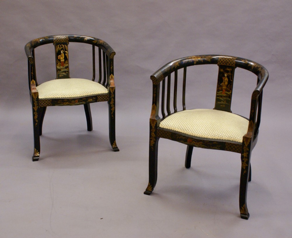 A pair of Chinoiserie tub arm chairs View III