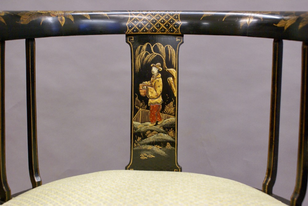 A pair of Chinoiserie tub arm chairs View IV