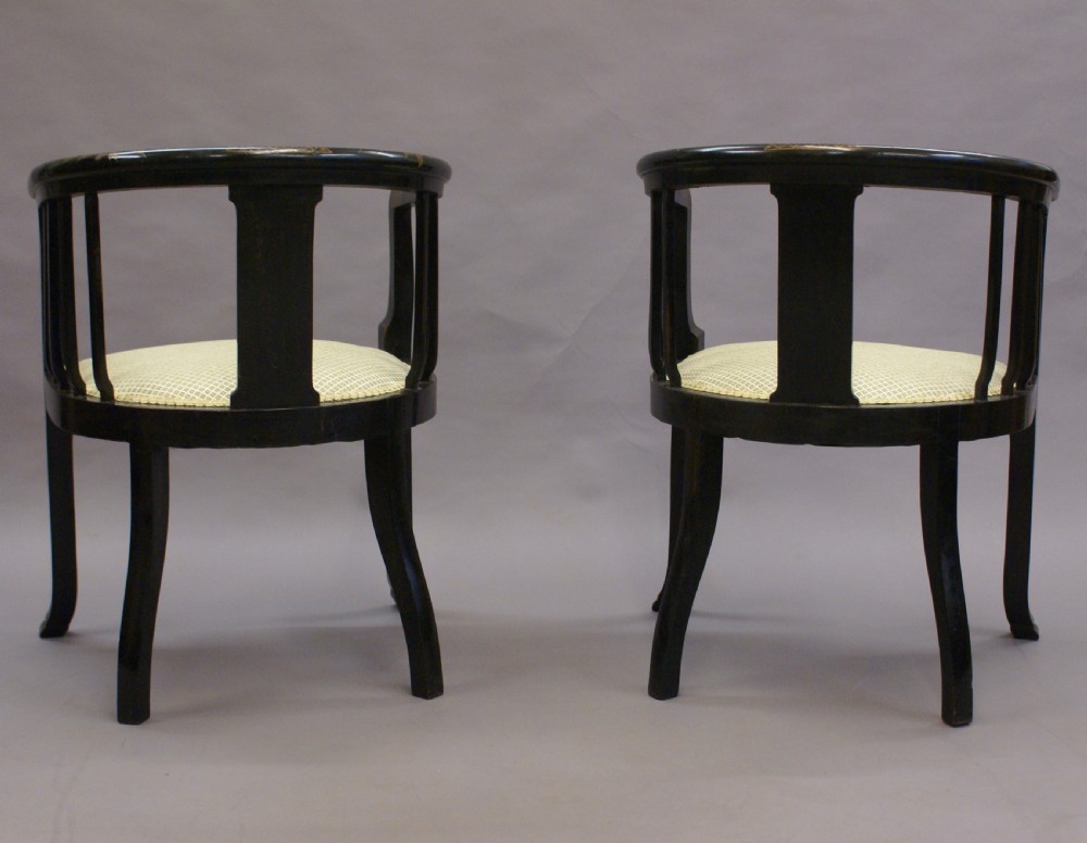 A pair of Chinoiserie tub arm chairs View VI