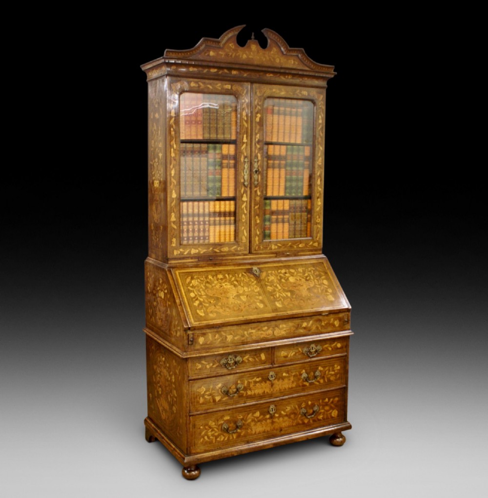 18th century Marquetry bureau bookcase